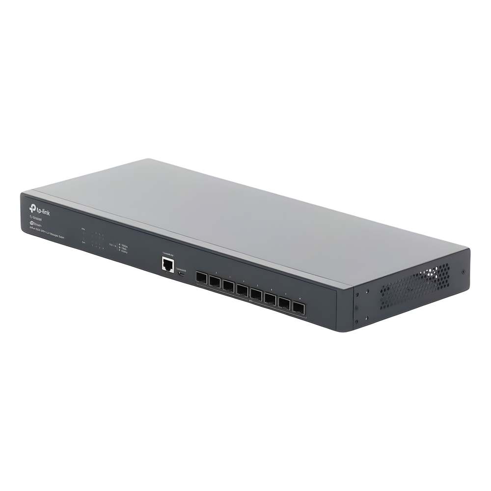 Switch Fibra Óptica L2+ Omada / 8 Puertos SFP+ 10G /  2 Puertos Consola (RJ45 y micro-USB) / Administración Centralizada Omada o Stand-Alone / Multicast IGMP / Calidad de Servicio / Montaje en Rack / Silencioso (sin ventiladores)