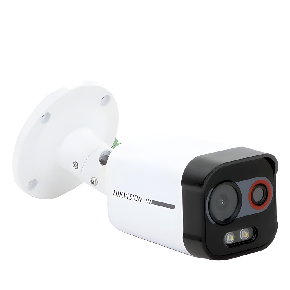 Cámara Bala IP Térmica y Óptica Biespectral / Análisis de Video (VCA) para Protección Perimetral / Clasifica Vehículo y Humano / Térmica 96 x 72 / Óptica 4 MP ColorVu / IP67 / micro SD de 256 GB/ PoE