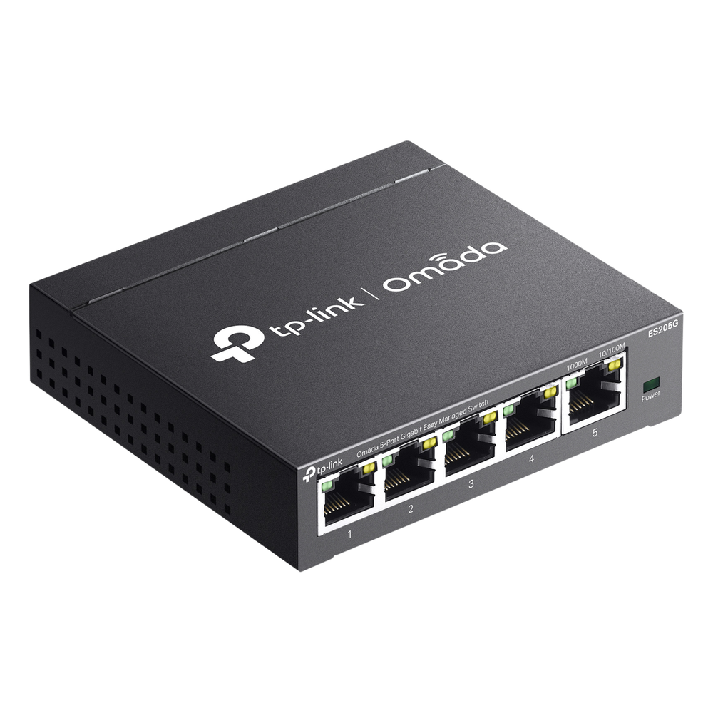 Switch Gestionado Omada SDN / 5 Puertos Gigabit RJ45 / 10 Gbps Capacidad Switching / 7.4 Mpps Forwarding Rate / Gestión Cloud Centralizada / VLAN 802.1Q / QoS 8 Colas Prioridad / Metal Fanless