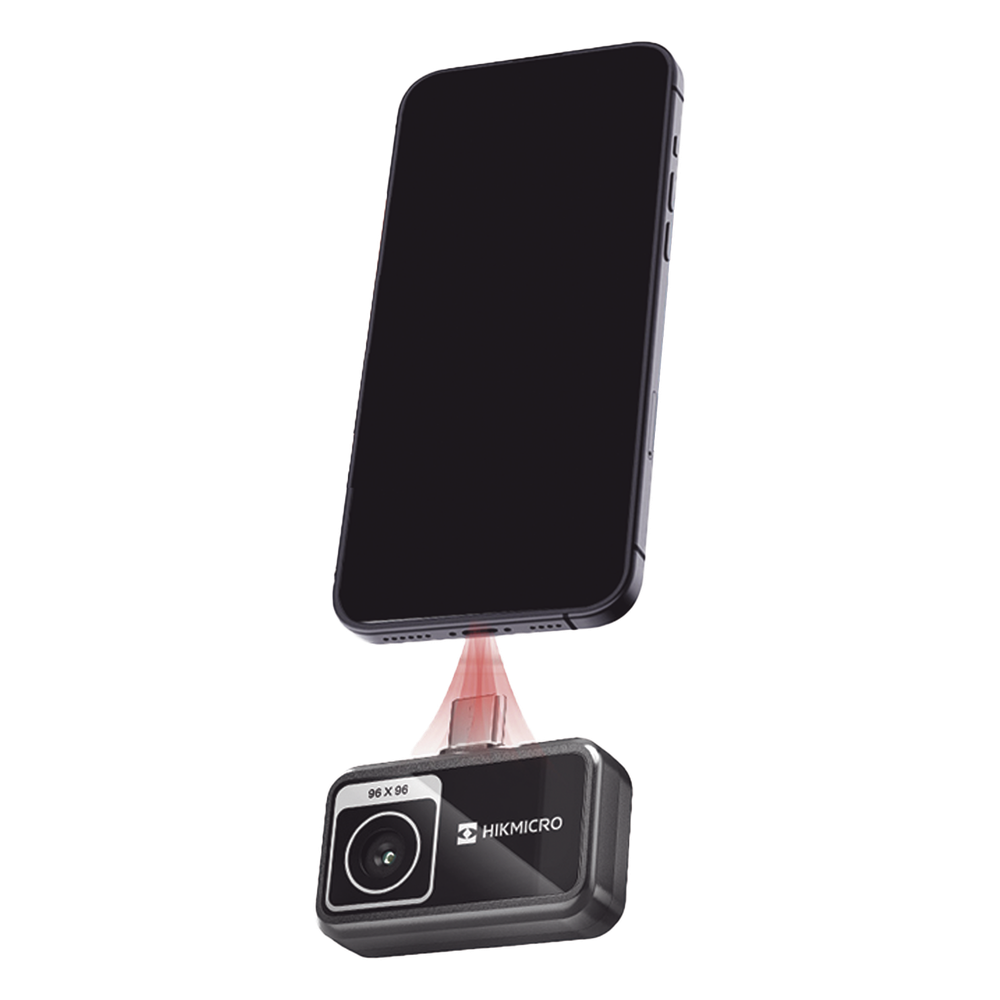 MiniE - Cámara Termográfica para Smartphone / Resolución IR 96 x 96 (9,216 píxeles) / SuperIR / Rango de -20°C a 400°C / Precisión ±2°C o ±2% / Compatible iOS y Android / Paleta Personalizable