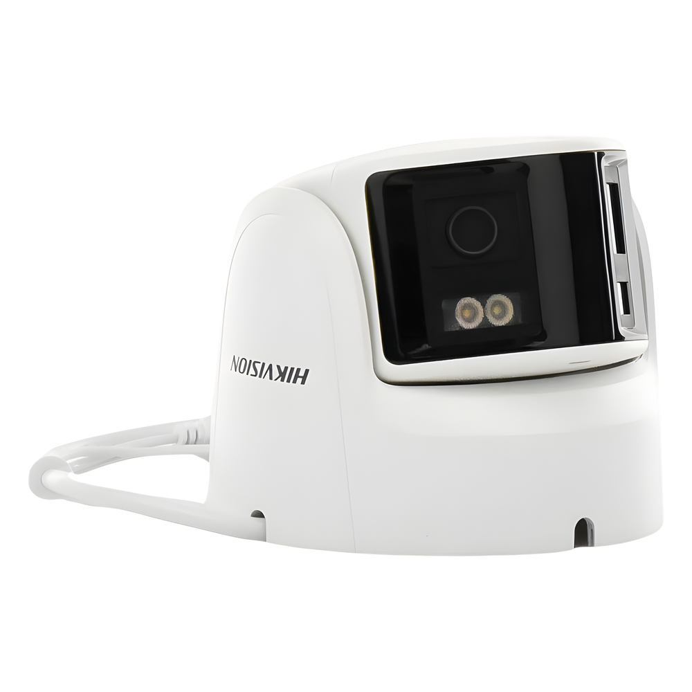 [FlexVu] [PROTECCIÓN ACTIVA] Turret IP Panorámica 4 Megapíxel / 2 Lentes 2.8 mm (180°) / Imagen a Color 24/7 (ColorVu) / PoE / WDR 130° / IP67 / ACUSENSE / Luz Estroboscópica y Alarma Audible / 30 mts Luz Blanca / Mic