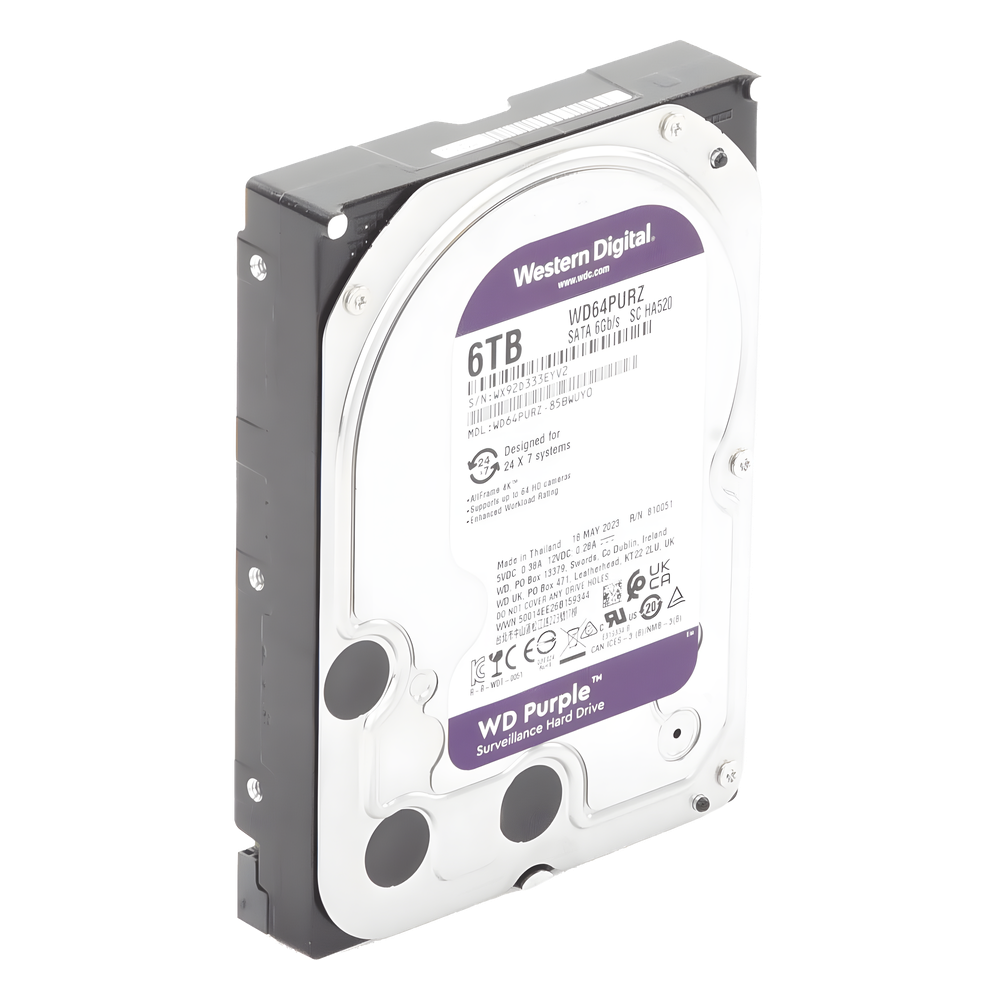 Disco Duro PURPLE de 6TB / 3 AÑOS DE GARANTÍA / Para Videovigilancia