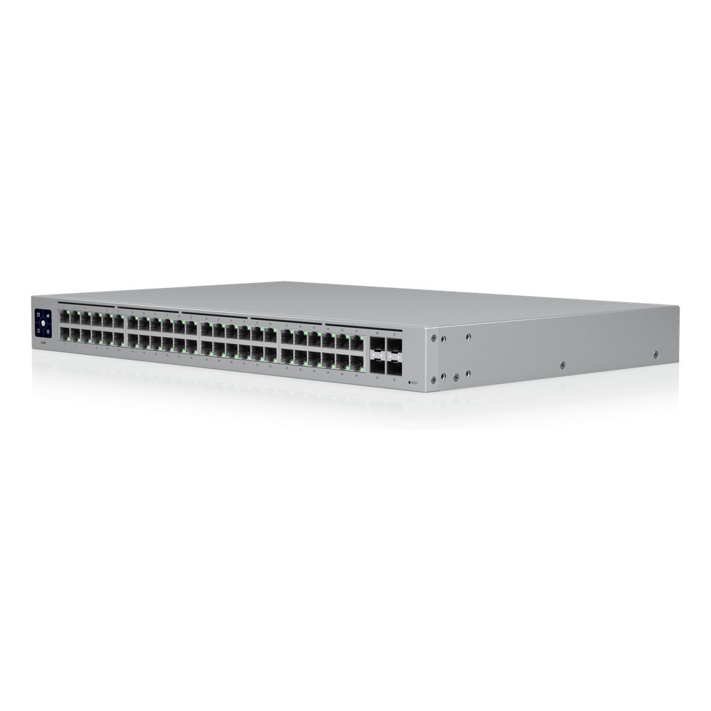 USW-48 — Switch Layer 2 de 48 Puertos GbE + 4 Puertos SFP con Diseño Fanless para Funcionamiento Totalmente Silencioso
