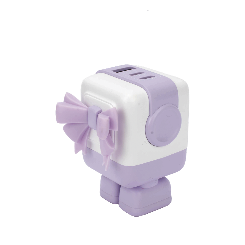 Cargador RobotGaN de 65W Serie UNO | 3 Puertos de Carga Rápida | 2 USB-C | 1 USB-A | PD 3.0 | QC 4.0 | Carga Inteligente | Tecnología GaN II | Zapato Magnético Extraíble | Carcasa Ignífuga | Pantalla LED