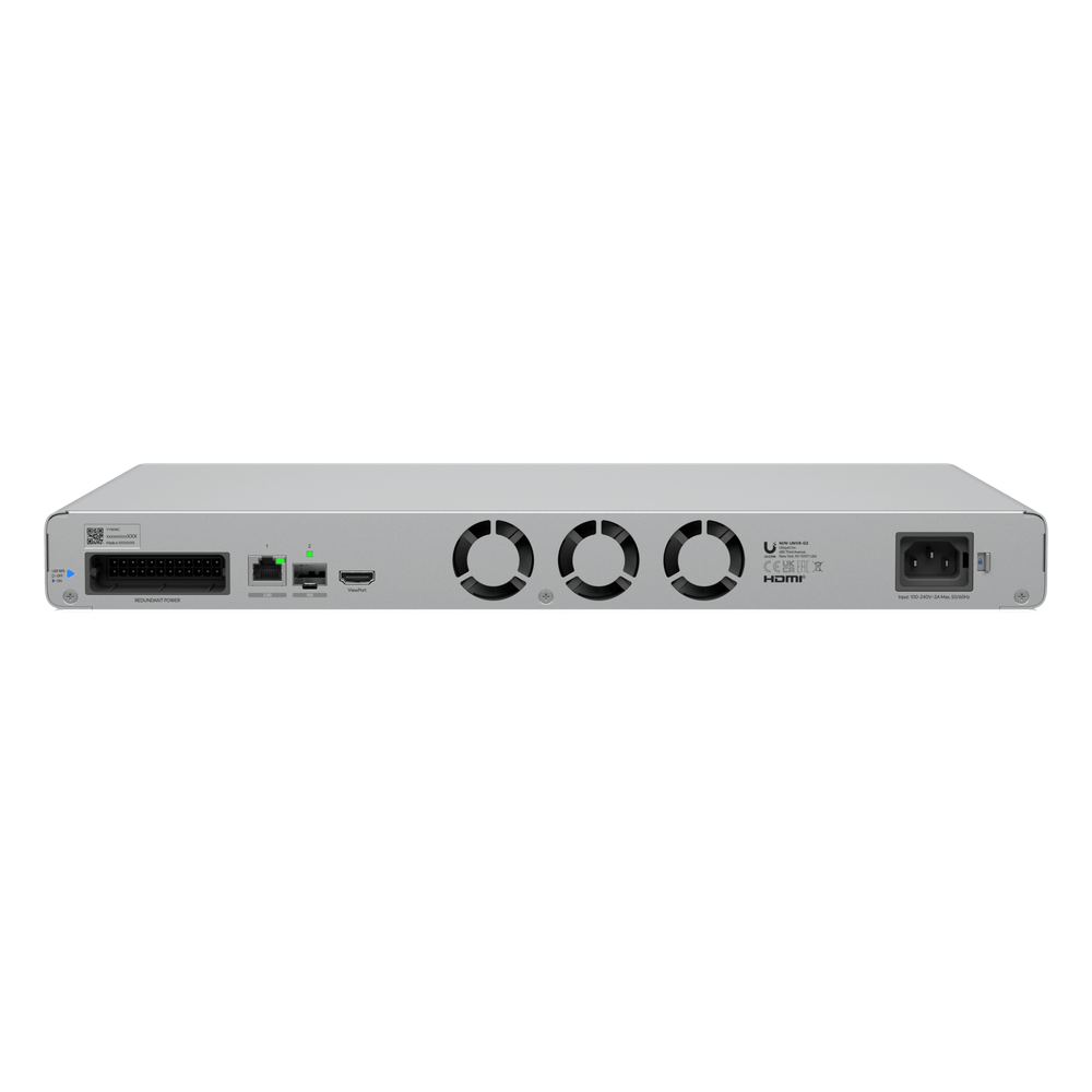 UNVR G2 UniFi Protect 1U con 4 Bahías para Discos Duros, Soporte para hasta 60 Cámaras HD, 50 Cámaras 2K o 30 Cámaras 4K, Puerto 10G SFP+ y 2.5GbE, Análisis Edge-AI Integrado