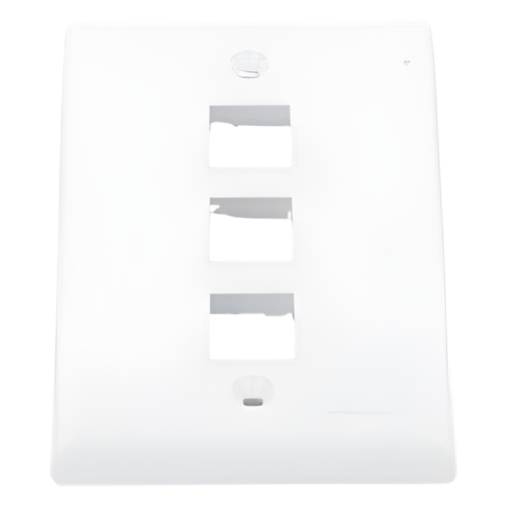 Placa de Pared Vertical, Salida Para 3 Puertos Keystone, Color Blanco