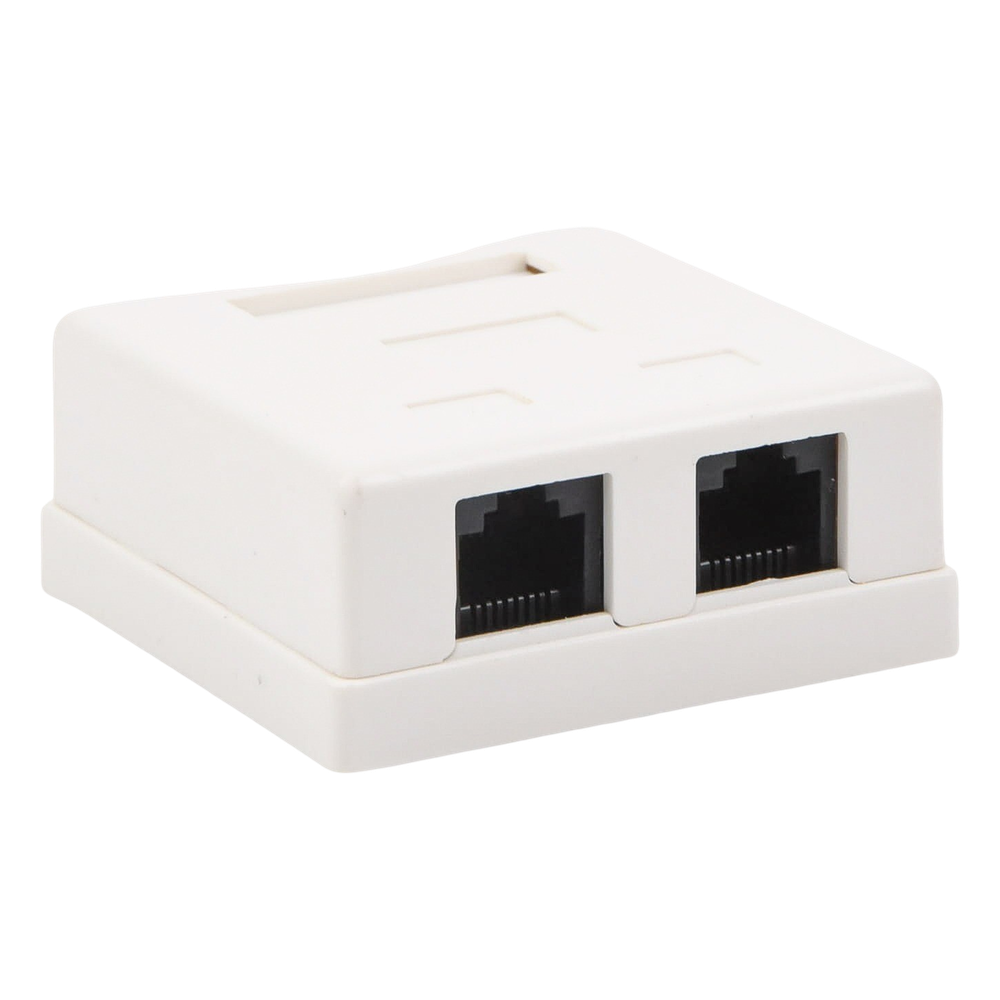 Caja de Pared con 2 Puertos, Incluye 2 Jacks UTP Cat5e Keystone