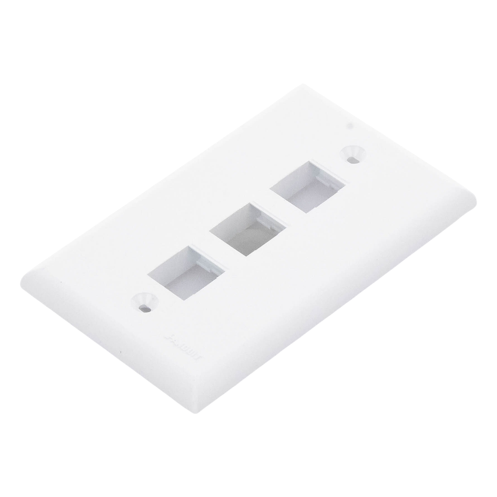 Placa de Pared Vertical, Salida Para 3 Puertos Keystone, Color Blanco