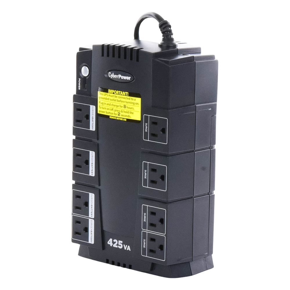 UPS de 425 VA/255 W, Topología Standby, Entrada 120 Vca NEMA 5-15P, Tipo Gabinete Compacto, Con 8 Tomas NEMA 5-15R