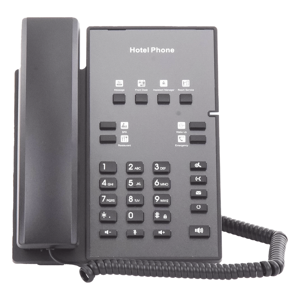 Teléfono IP para Hotelería, profesional con 8 teclas programables para servicio rápido, plantilla personalizable con PoE
