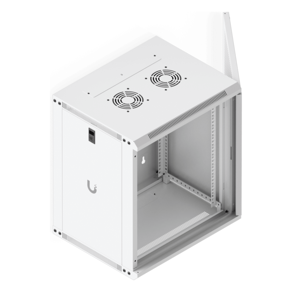 UACC Rack Cabinet 12U (550x 450 mm) - Gabinete Cerrado para Montaje en Pared con Puerta Frontal Perforada, Totalmente Ensamblado con Ventiladores Integrados y Paneles Removibles
