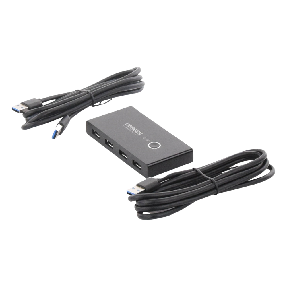 Conmutador USB para Compartir 4 Puertos USB 3.0 a 2 PC Ìs | Cambio Mediante Botón | Incluye Dos Cables USB de 1.5 m | ABS | Permite que 2 Usuarios Compartan 4 Dispositivos Periféricos USB3.0, como una impresora, un escáner, etc.