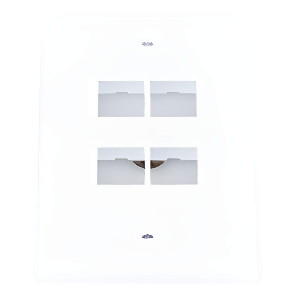 Placa de Pared Vertical, Salida Para 4 Puertos Keystone, Color Blanco