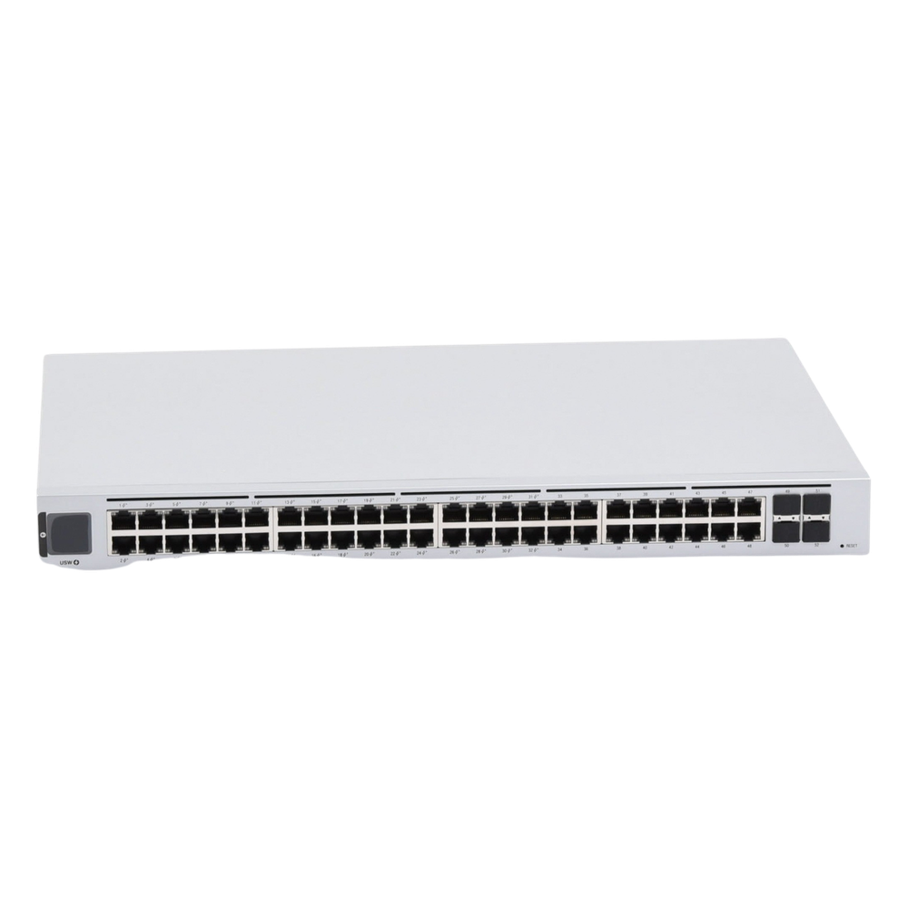 UniFi Switch USW-48-POE, Capa 2 de 48 puertos (32 puertos PoE 802.3af/at + 16 puertos Gigabit) + 4 puertos 1G SFP, 195W, pantalla informativa