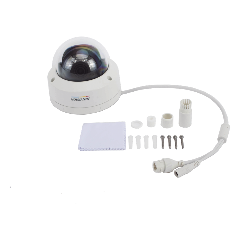[ColorVu 3.0 + MD 3.0] Domo IP 6 Megapixel / Lente 2.8 mm / 30 mts IR + 30 mts Luz Blanca / Micrófono Integrado / Motion Detection 3.0 / Exterior IP67 / IK08 / dWDR / PoE / Micro SD