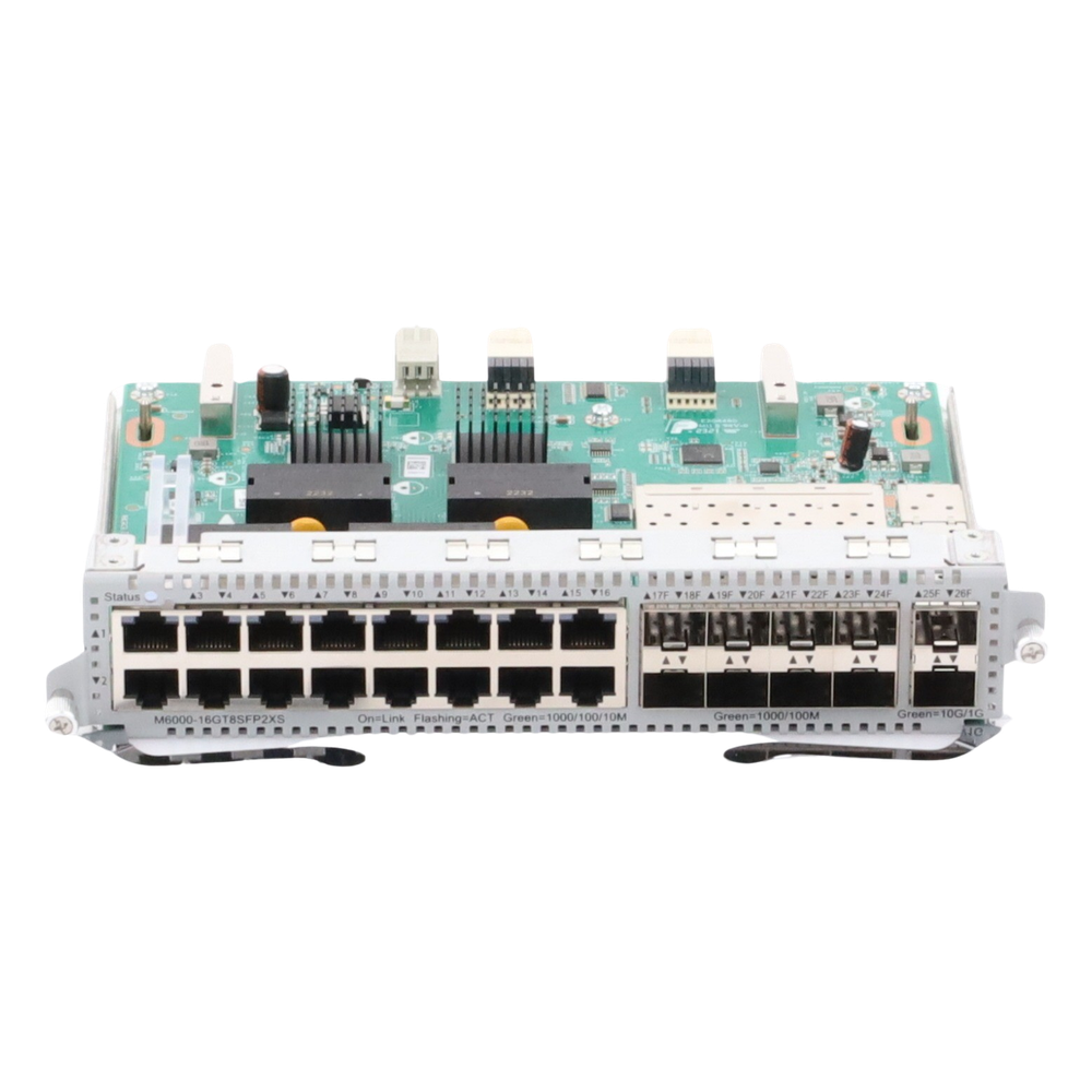 Tarjeta de Red con 16 puertos RJ45 1Gb, 8 puertos SFP 1Gb y 2 puertos SFP+ 10Gb para Chasis RG-NBS6002