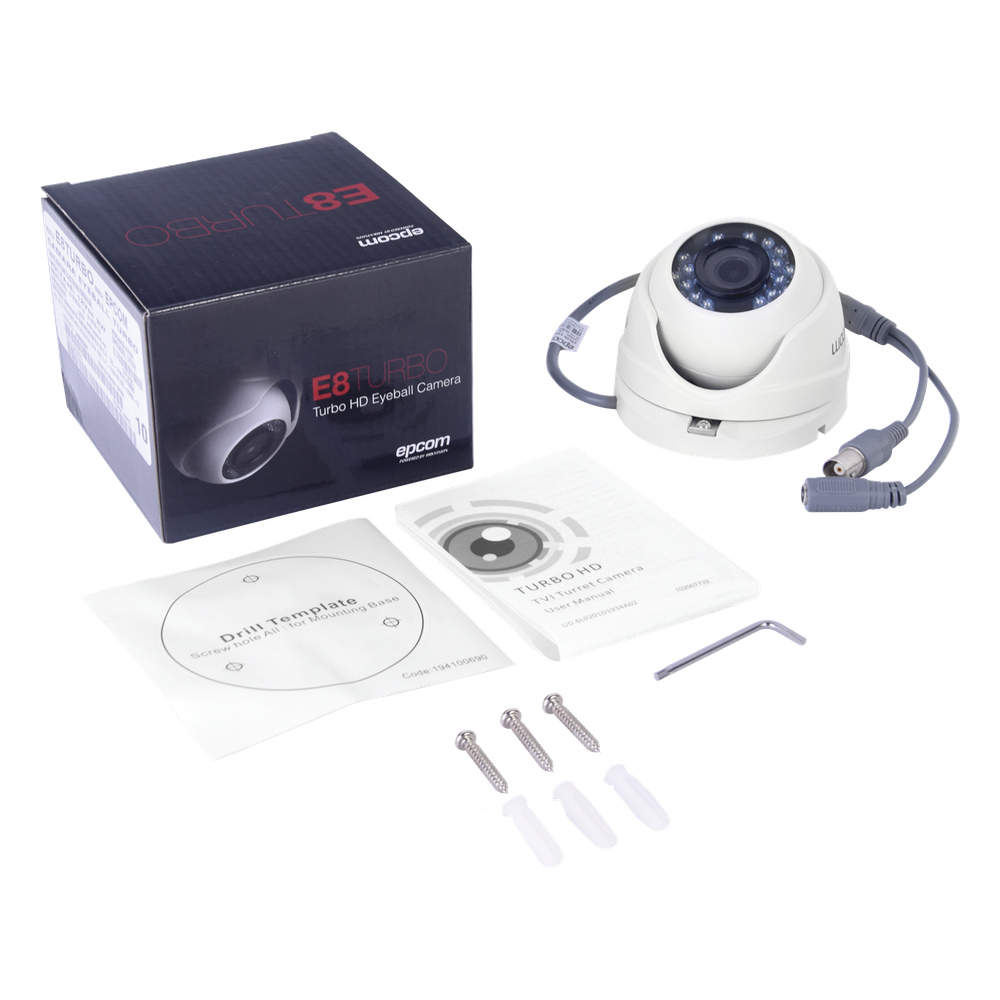 KIT TurboHD 1080p / DVR 8 Canales / 4 Cámaras Bala (exterior 2.8 mm) / 4 Cámaras Eyeball (exterior 2.8 mm) / Transceptores / Conectores / Fuente de Poder Profesional hasta 15 Vcc para Largas Distancias