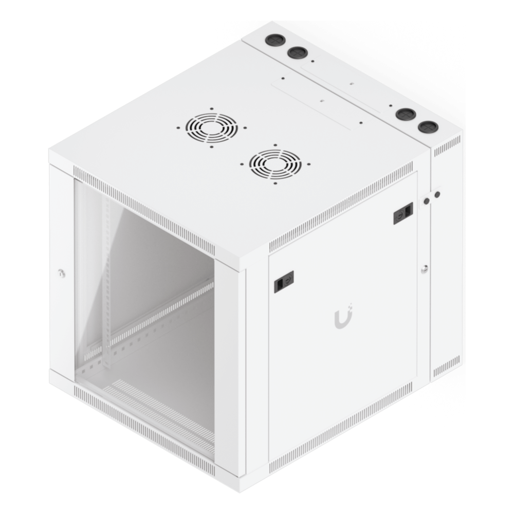 UACC Rack Cabinet 12U (600 x 703 mm) - Gabinete Cerrado para Montaje en Pared con Puerta Frontal de Vidrio Templado, Puerta Trasera Abatible (Swing-Out) y Paneles Laterales Removibles con Llave