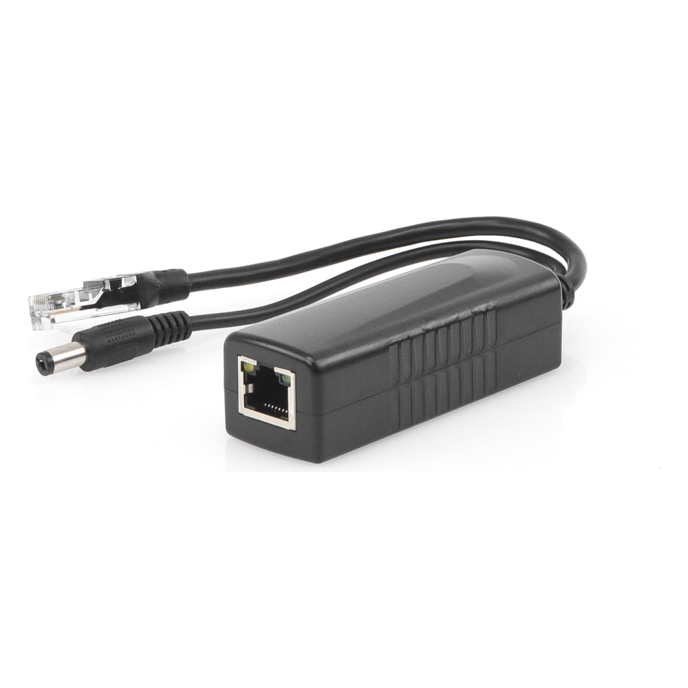 Cable divisor PoE pasivo de 48-55 Vcc @ 12 Vcc, 2 A. Aplicaciones como adaptar micrófonos en cámaras IP