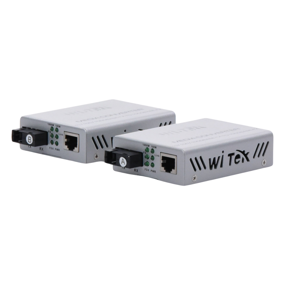 Convertidor de medios / Hasta 20 Km / 1 puerto SC/UPC 1000Mbps / 1 puerto RJ45 1000Mbps / WL: Tx 1310nm - Rx 1550nm / incluye 2 piezas A y B