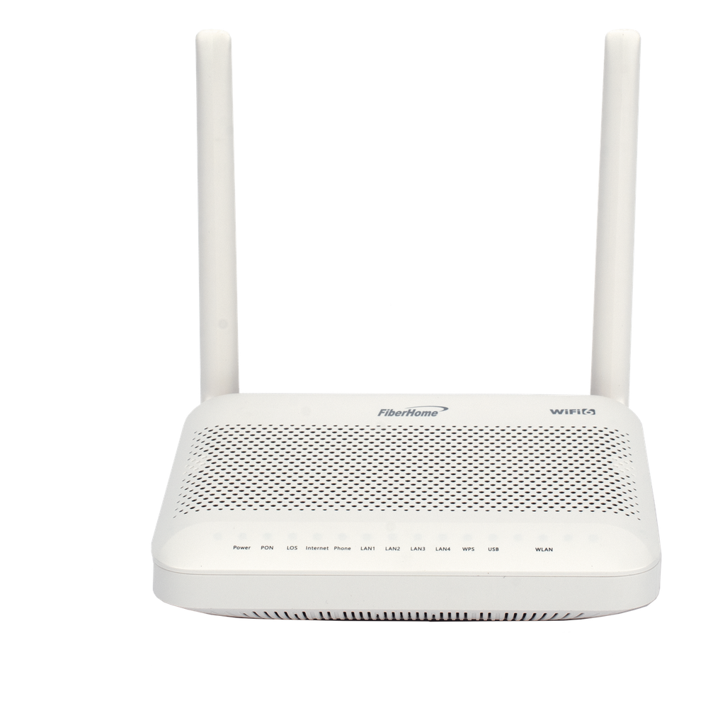 ONU GPON WiFi 6, (2.4/5 GHz), 2 Antenas de 5 dBi, Compatible con OLT de Terceros, 4 puertos Gigabit + 1 POTS + 2 USB, conector SC/UPC
