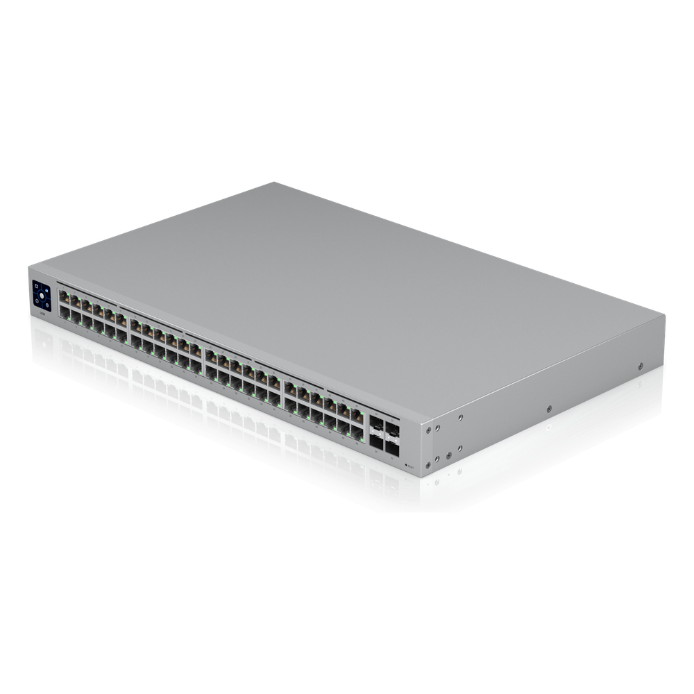 USW-48 — Switch Layer 2 de 48 Puertos GbE + 4 Puertos SFP con Diseño Fanless para Funcionamiento Totalmente Silencioso