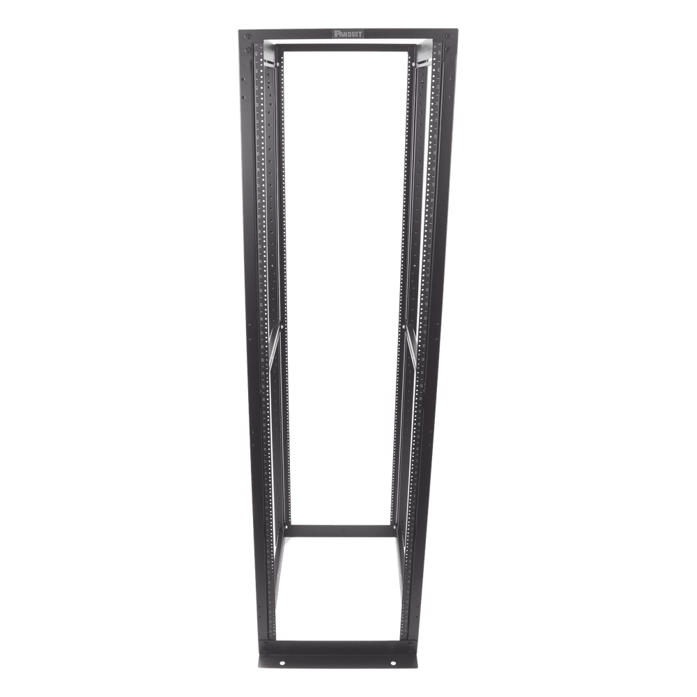 Rack de Cuatro Postes Estándar de 19", Rieles Numerados y Roscados #12-24, Profundidad Máxima de 30 in, 45 Unidades de Rack, Color Negro