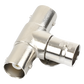 Adaptador en T para 75 Ohm de triple conectores BNC Hembras, Níquel/ Oro/ Teflón.