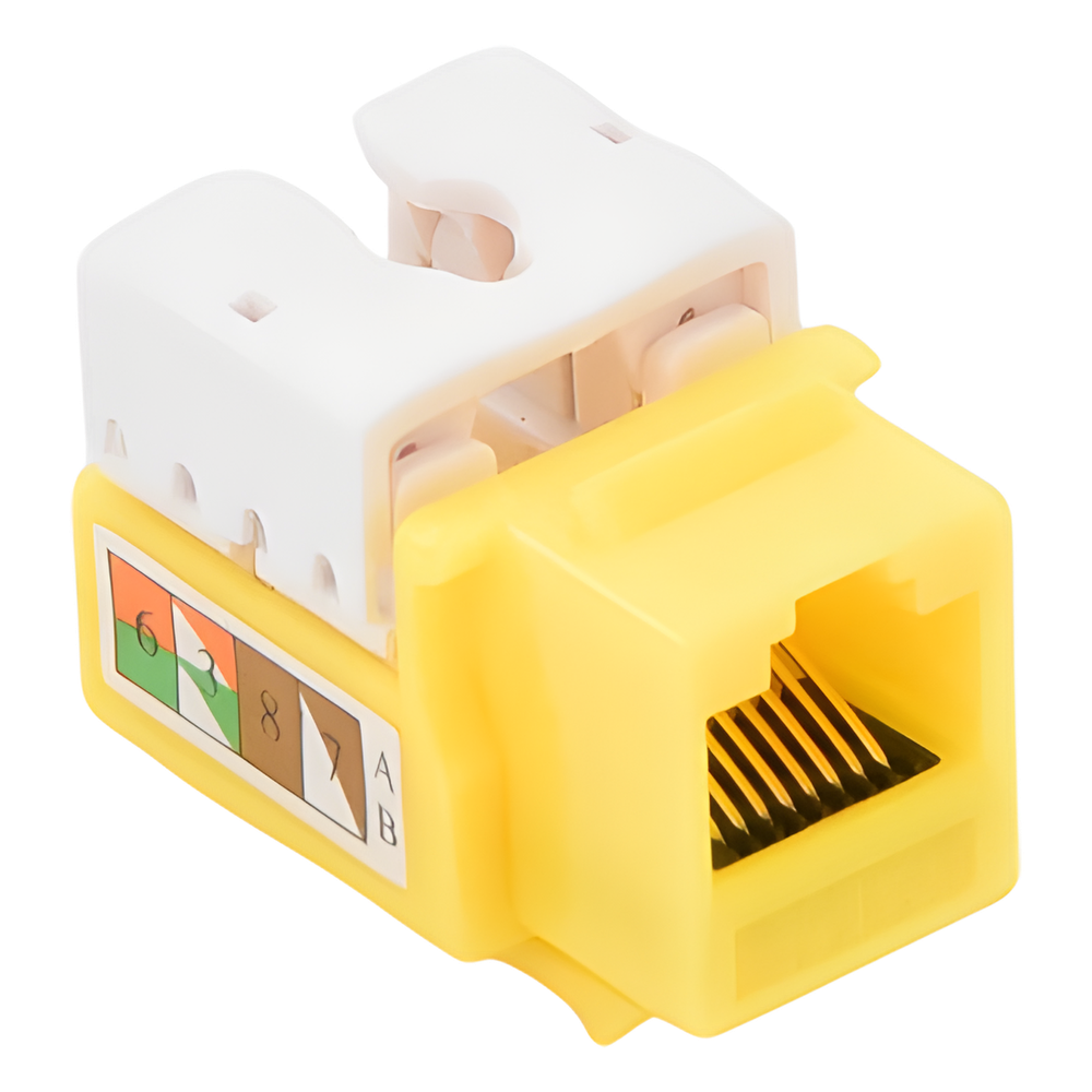 Módulo Jack Keystone Cat5e con Terminación 110 (Punchdown) para Faceplate - Color Amarillo
