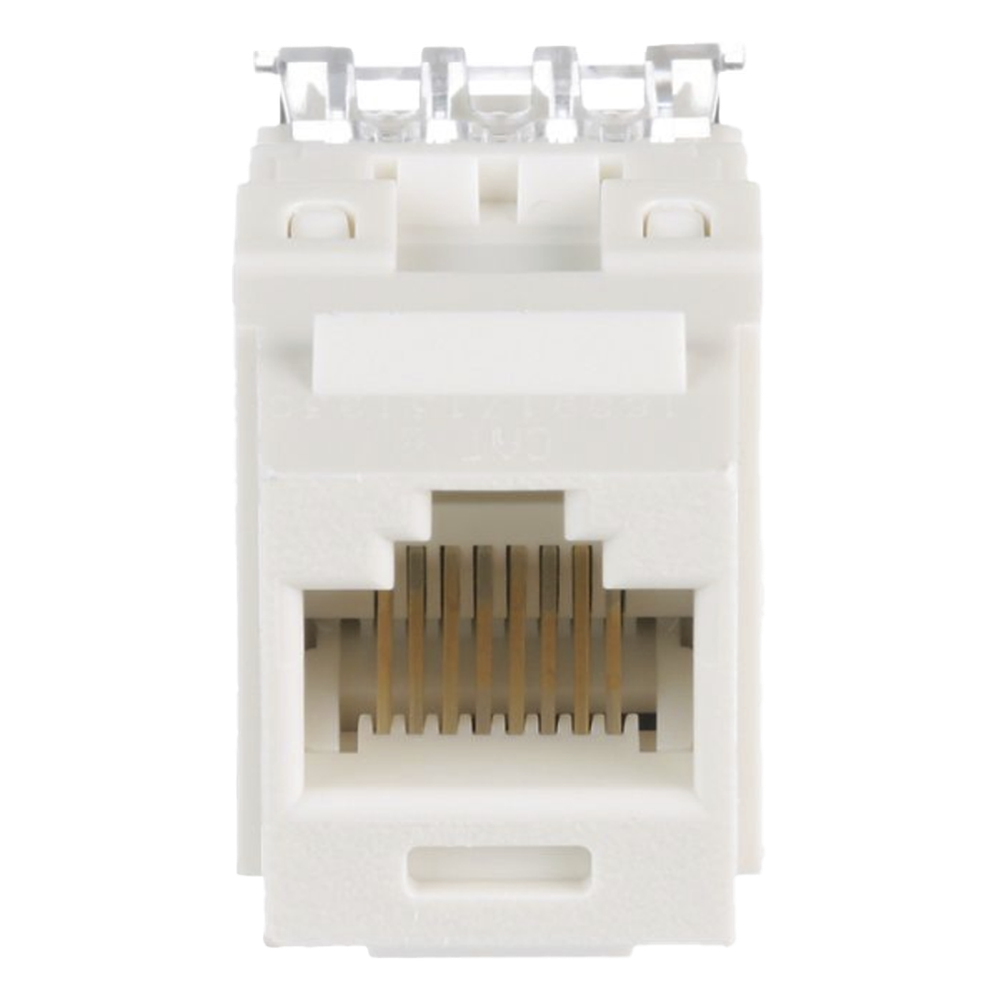 Conector Jack Estilo 110 (de Impacto), Tipo Keystone, Categoría 6, de 8 Posiciones y 8 Cables, Color Blanco Mate