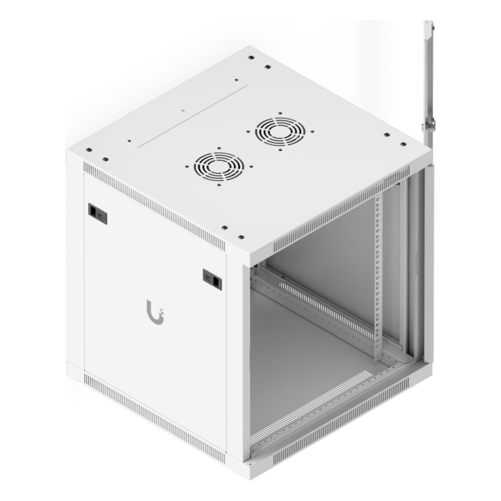 UACC Rack Cabinet 12U (598 x 600 mm) - Gabinete Cerrado para Montaje en Pared con Puerta Frontal de Vidrio Templado, Totalmente Ensamblado con Ventiladores Integrados y Paneles Removibles