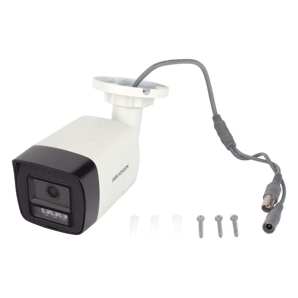 [Audio Bidireccional + Dual Light + ColorVu] Bala TURBOHD 2 Megapixel (1080p) / Lente 2.8 mm / 30 mts IR EXIR + 20 mts Luz Blanca / Micrófono y Bocina Integrado / Exterior IP67 / Metal / dWDR