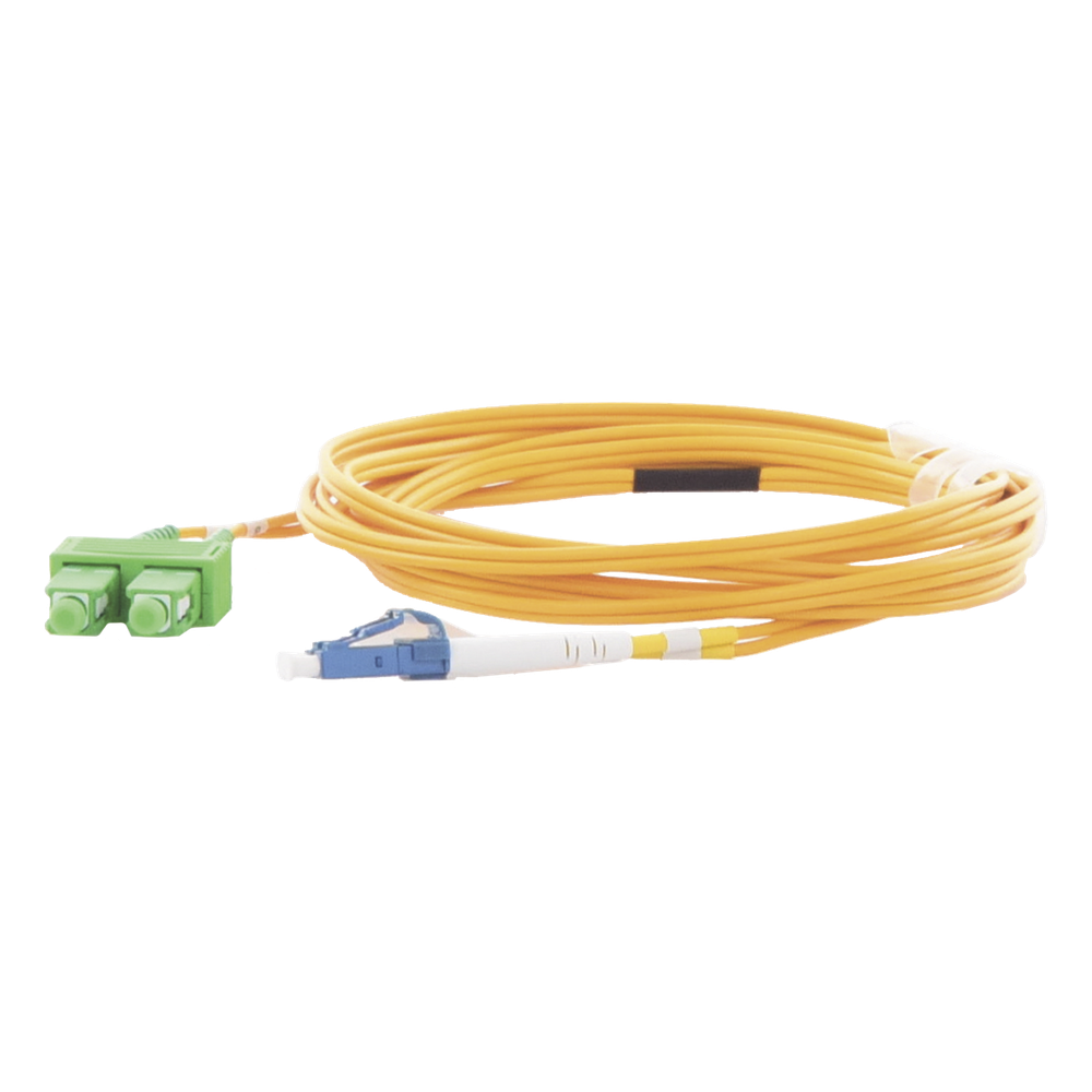 Jumper de Fibra Óptica Monomodo 9/125 LC/UPC-SC/APC, PVC, 2.0 mm, Dúplex, Amarillo, 3 Metros (9.84 Pies)
