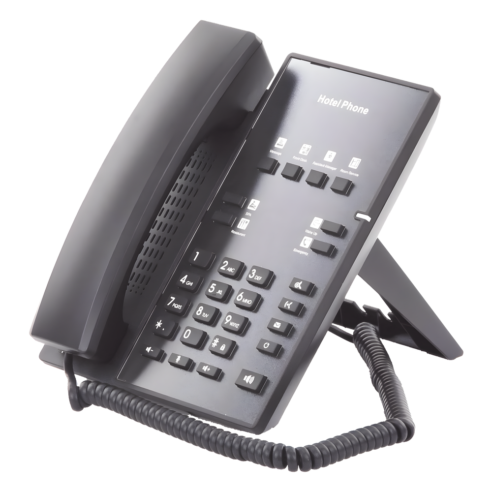Teléfono IP para Hotelería, profesional con 8 teclas programables para servicio rápido, plantilla personalizable con PoE