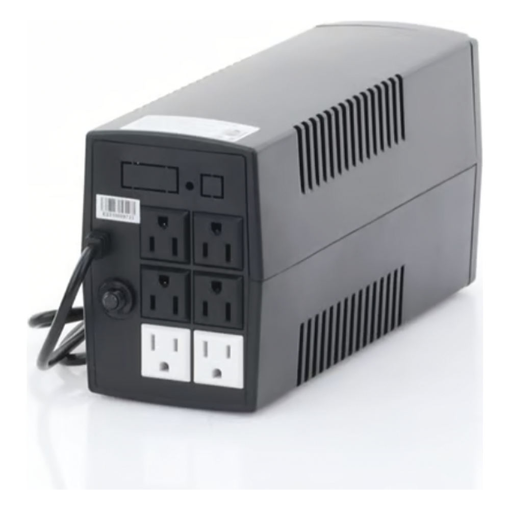 UPS de 850VA/510W / Topología Línea Interactiva / Entrada y Salida 120 Vca / Clavija NEMA 5-15P / 6 Tomas NEMA 5-15R / Sin RJ11 ni RJ45