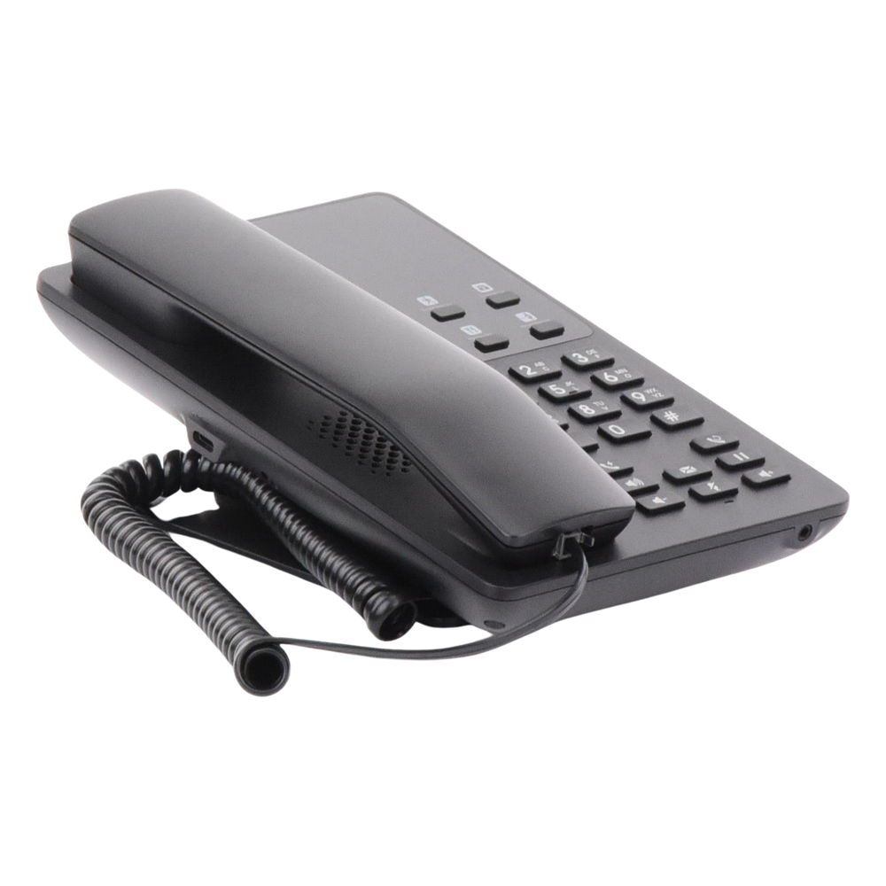 Teléfono IP Hotelero, 2 líneas SIP con 2 cuentas, codec Opus, IPV4/IPV6, color negro, con gestión en la nube GDMS