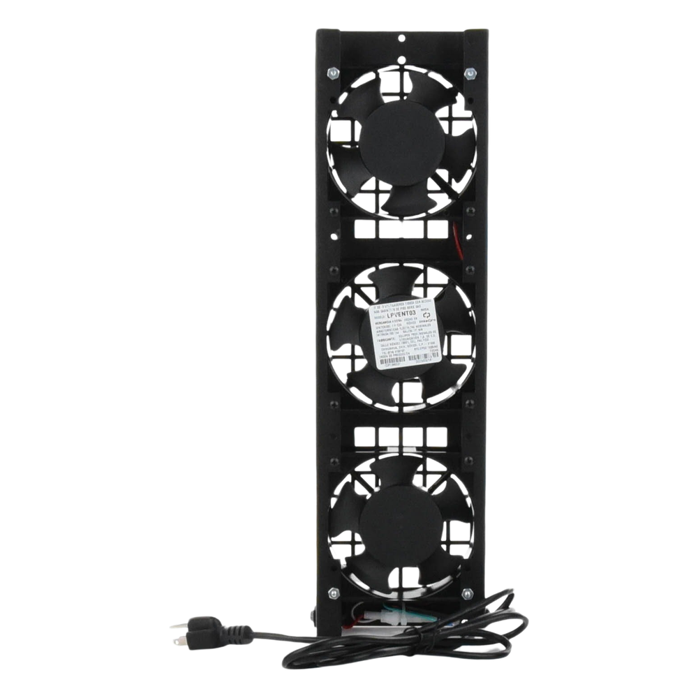 Kit de 3 Ventiladores 110 Vca (12 x 12 cm) con Clavija para Gabinete de Piso