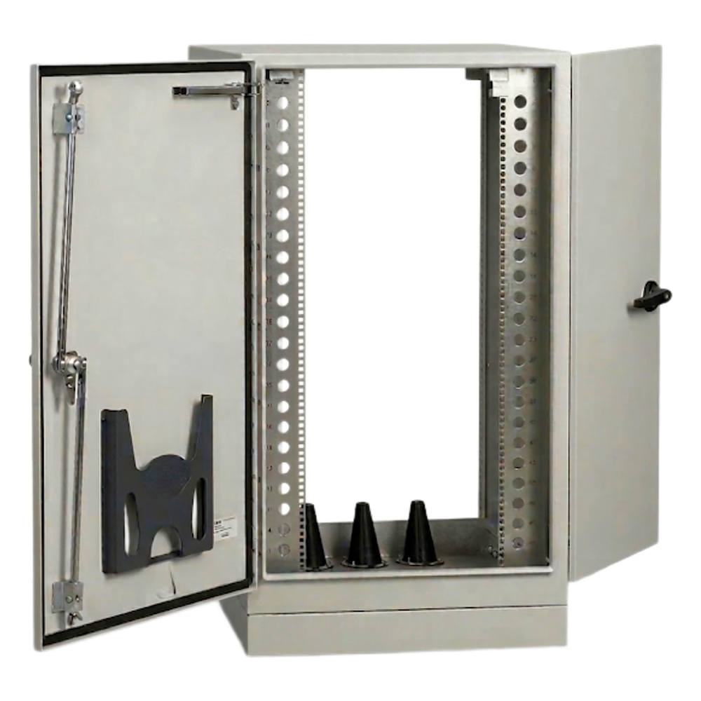 Gabinete para Exterior Tipo 4X Doble Puerta de 43 UR / Aluminio Soldado / 2134 x 762 x 1118 mm (84 x 30 x 44 in) / Exterior IP66 / Montaje Almohadilla / Aire de Precisión / Gris RAL 7035