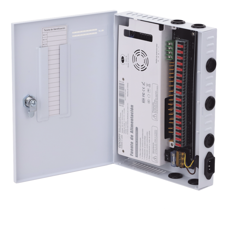 Fuente / 11-15 V / 18 canales / 20 A / Alta tecnología en seguridad / Doble ventilador / Hasta 1.8 Amperes por Salida / Filtro de ruido por canal / Diseño de alta gama.