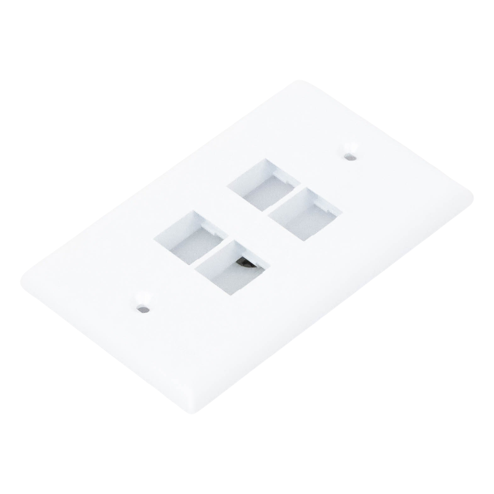 Placa de Pared Vertical, Salida Para 4 Puertos Keystone, Color Blanco