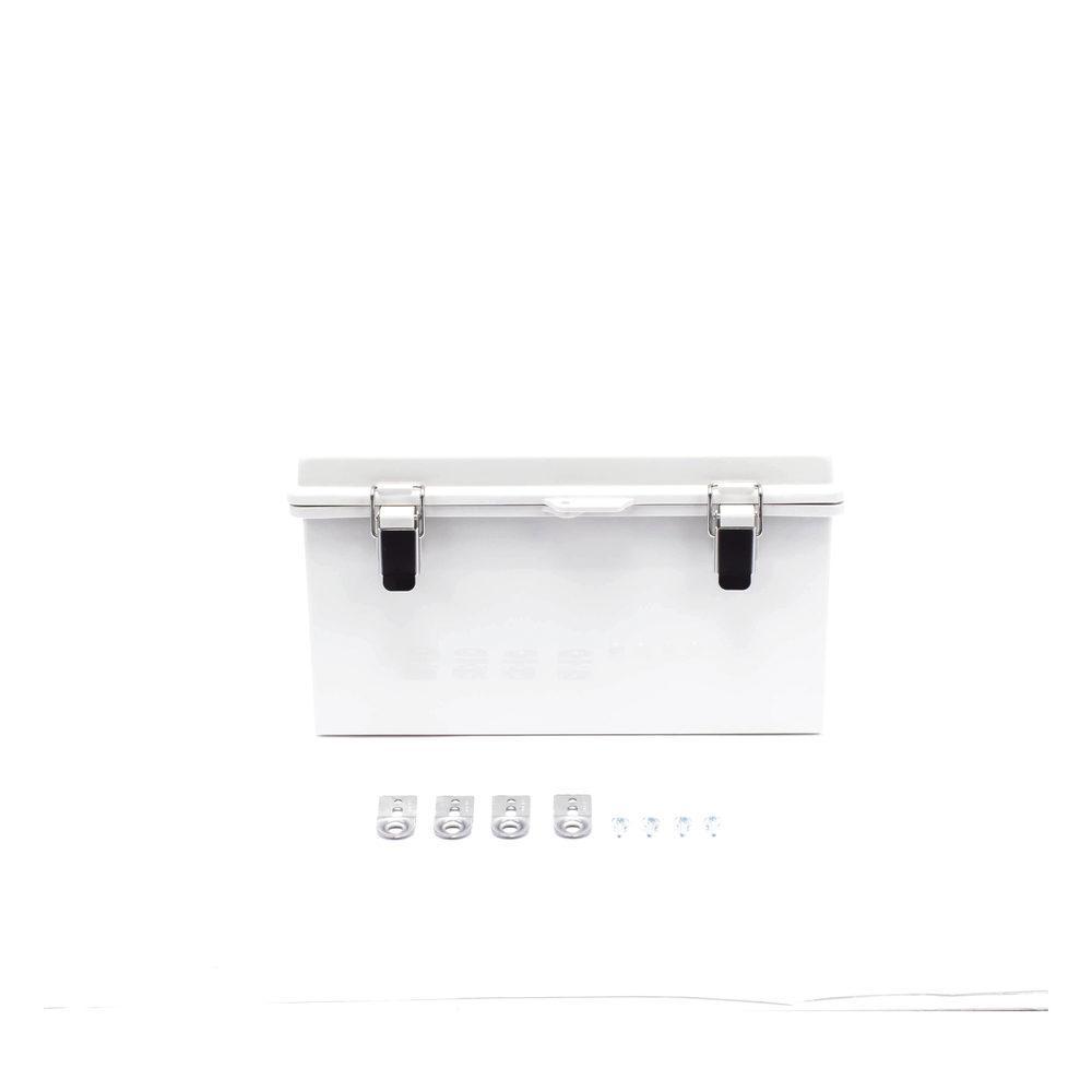Gabinete de Plástico ABS, Uso en Intemperie ip66 (300 x 300 x 180 mm) Cierre por Broche Inoxidable y Permite Cerrado con Candado y Llave (Perno 5mm) No Incluido