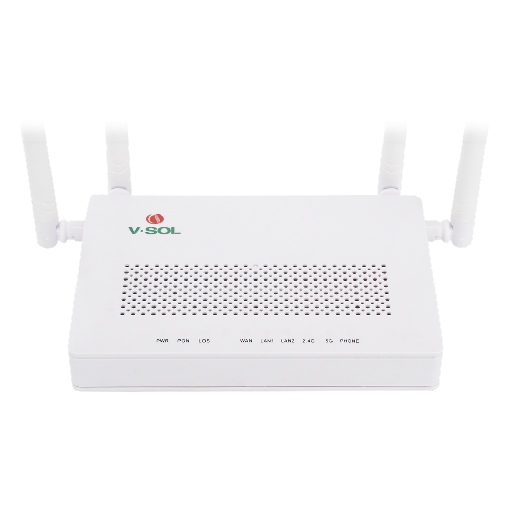 ONU Dual G/EPON con Wi-Fi AC de doble banda, 1 puerto SC/UPC + 2 puertos LAN Gigabit + 1 puerto FXS