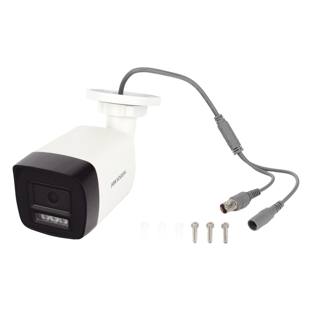 [Audio Bidireccional + Dual Light + ColorVu] Bala TURBOHD 3K  (5 Megapixel) / Lente 2.8 mm Angulo de vision 112° / 30 mts IR EXIR + 20 mts Luz Blanca / Micrófono y Bocina Integrado / Exterior IP67 / Metal / dWDR