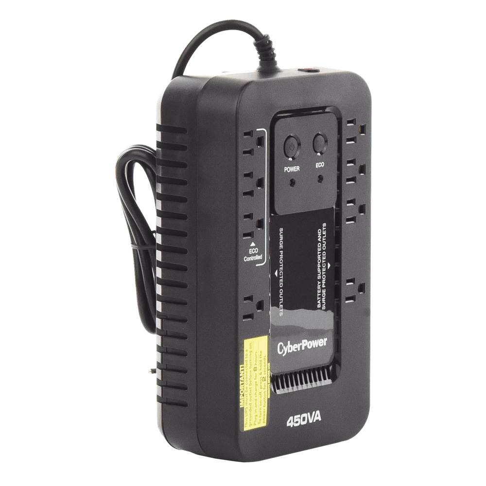 UPS de 450 VA/260 W, Topología Standby con Modo Ahorrador ECO, Entrada 120 Vca NEMA 5-15P, Con 8 Tomas NEMA 5-15R