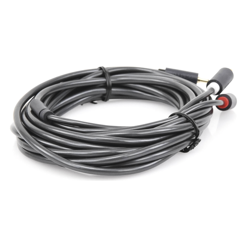 Cable Adaptador de 3.5mm Macho a 2 RCA Macho / 5 Metros (16.40 Pies) / Color Gris / Blindaje Múltiple / ABS / Alta Calidad