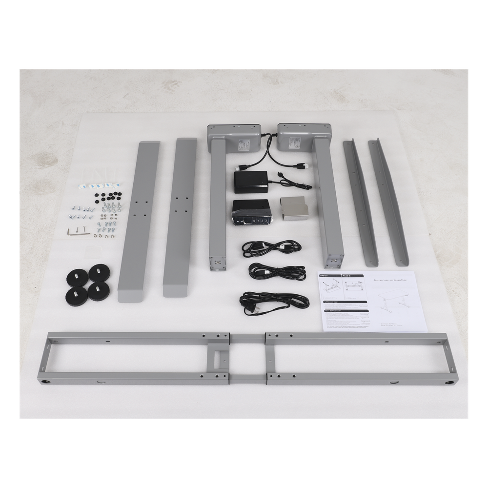 Base de Escritorio Motorizado Profesional / Altura Ajustable 60-125cm / Estructura Estable / Funcionamiento Suave / 3 Preset de Posiciones / Color Gris / Soporta hasta 100Kg de carga