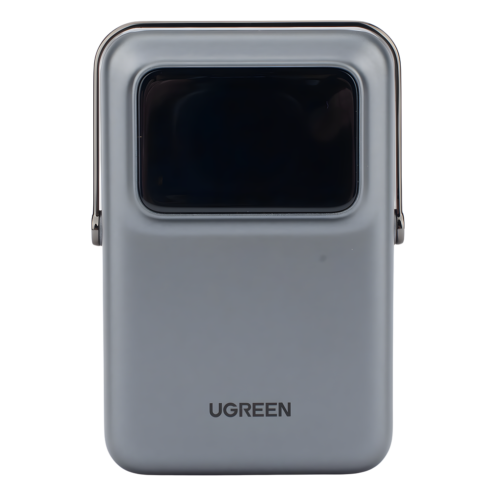 Power Bank Serie UNO Inalambrico | 10000mAh | 7.5W/20W  |  Con Emojis de Estado | Carga Rápida USB-C Bidireccional  | Pantalla TFT  Inteligente | Con Holder | Color Grey.