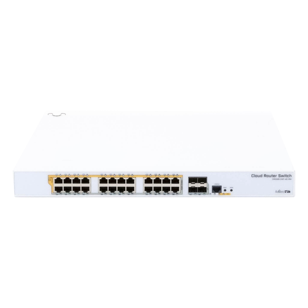 CRS328-24P-4S+RM - 24 port Gigabit Ethernet router/switch with four 10Gbps SFP+