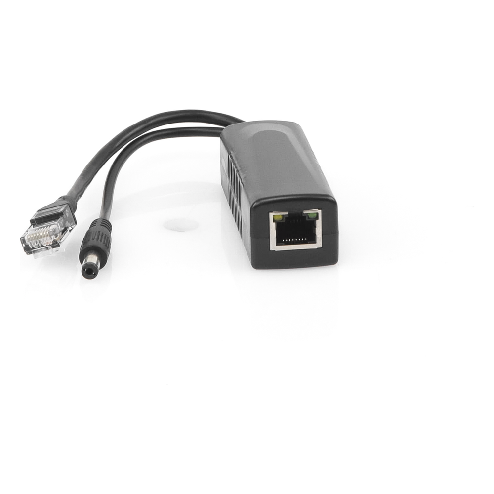 Cable divisor PoE pasivo de 48-55 Vcc @ 12 Vcc, 2 A. Aplicaciones como adaptar micrófonos en cámaras IP
