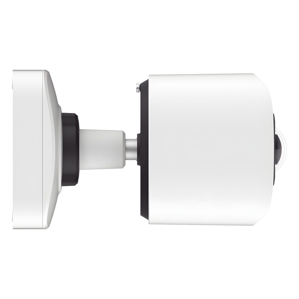 Cámara Bullet de Red Mini Panorámica 180° AI / 4K / Super WDR 120dB / Micrófono Integrado / IP67-IK10 / Soporte PoE / Almacenamiento 1TB / Analítica IA VCA 8 Modos